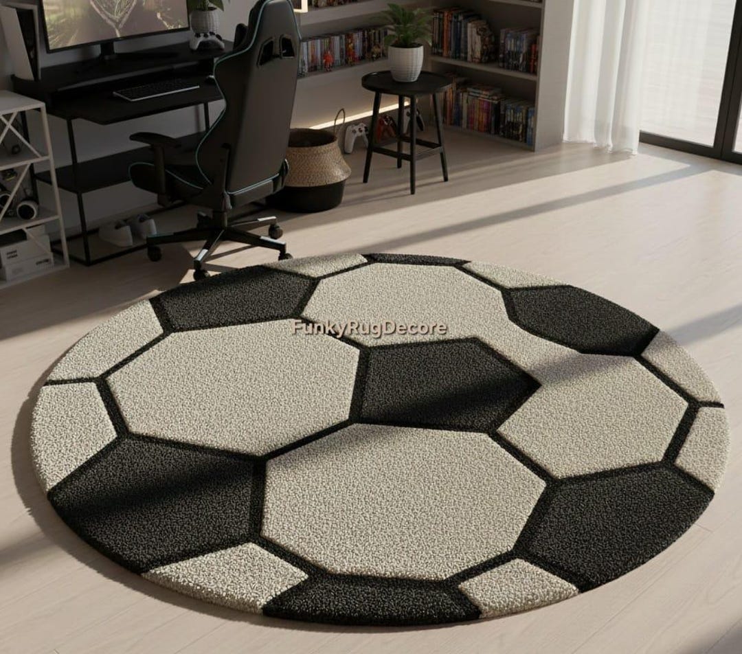 Ball Rug Model Hand Tufted Wool Soccer Ball Rug, Sports Nursery Decor - Etsy