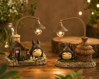 Totoro Night Light, Cozy Cottage Inspired Table Lamp, Studio Ghibli Anime Decor