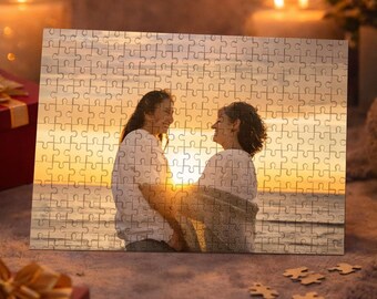 Custom Photo Puzzle, Personalized Jigsaw, Couple Anniversary Memory Piece