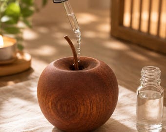 Wooden Apple Aromatherapy Diffuser | Handmade Natural Wood Aroma Ornament | Essential Oil Absorber