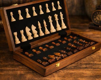 Luxury Wooden Chess Set – Folding Board Game Gift
