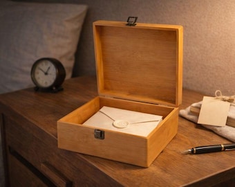 Natural Wood Storage Box: Keepsake, Letter & Jewelry Organizer
