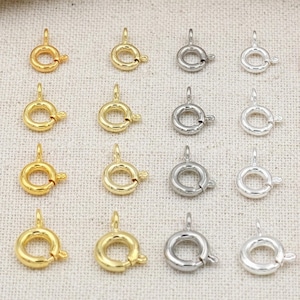 Confezione da 10 chiusure ad anello a molla – Oro 18K/14K, oro bianco, argento sterling (5-14 mm)