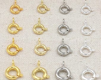 Paquete de 10 cierres de anilla de resorte – Oro de 18K/14K, oro blanco, plata de ley (5-14 mm)