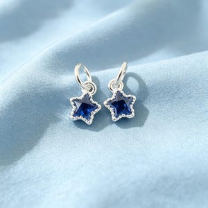 Sterling Silber Geburtsstein Charme • Zierlicher Edelstein Anhänger • Herz Stern Teardrop Kreis Quadrat • SS00041PD