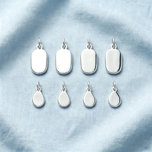 Personalized Sterling Silver Blank Tag, Dainty Engraving Pendant, SS00172PD