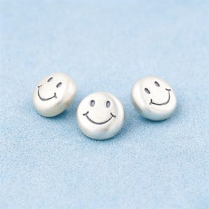 For Jewelry Designers Sterling Silver Smiley Face Back Loop Slider Beads SS00076PD