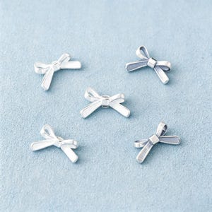 Perle nœud en argent sterling, breloque espaceur ruban style vintage, apprêt pour la création de bijoux, SS00004PD