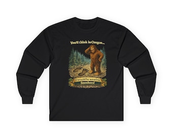Bigfoot Oregon Forest Illustration Long Sleeve Tee | I Would Be Wearing Sneakers