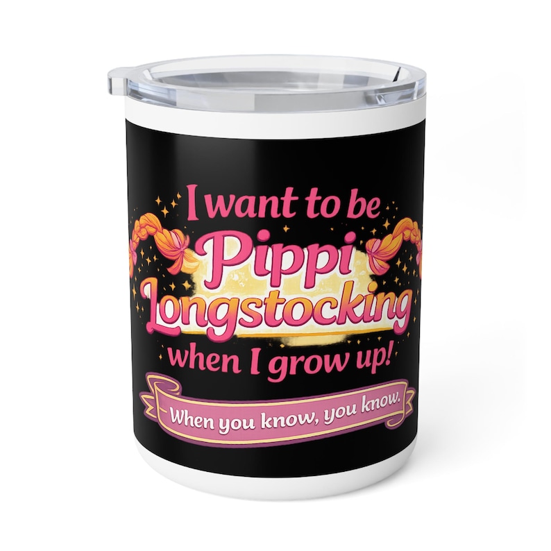 Taza de café con aislamiento de 10 oz "Quiero ser Pippi Calzaslargas cuando sea mayor" imagen 1