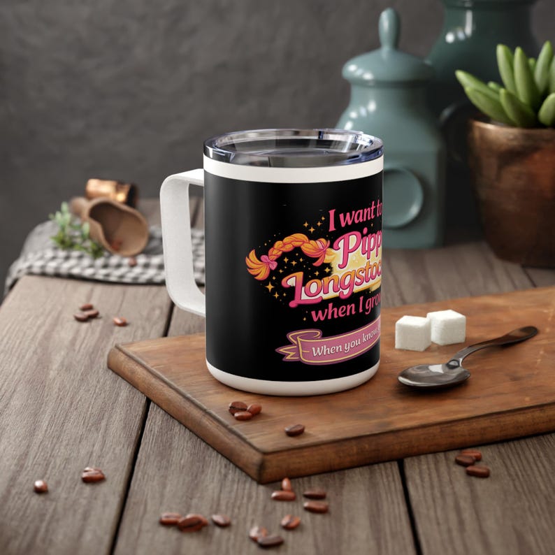 Taza de café con aislamiento de 10 oz "Quiero ser Pippi Calzaslargas cuando sea mayor" imagen 6
