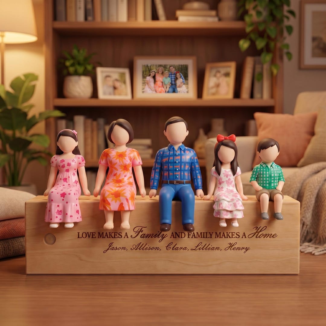 Housewarming Gift Custom Family Figurine, Personalized Home Decor, 3D ...