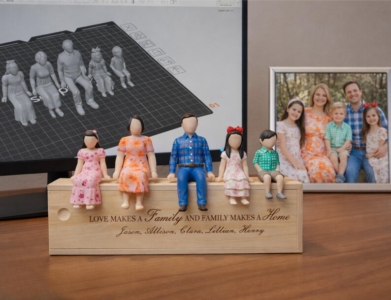 Housewarming Gift Custom Family Figurine, Personalized Home Decor, 3D ...