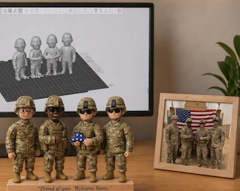 Military Memorial Gift, Custom Soldier 3D Portrait from Photo, Honor Tribute Figurine, Personalized Veteran Remembrance Gift