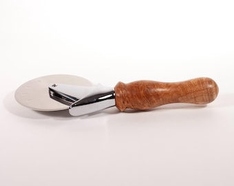 Cortador de pizza de madera de arce, rueda de acero inoxidable, regalo de cocina