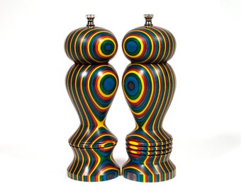 Handturned Confetti Salt and Pepper Mill Set, Haynes Laminated Birch
