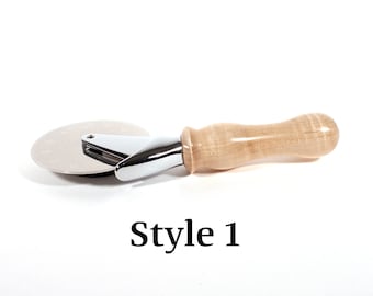 Curly Maple Pizza Cutter, Pizza Wheel, Stainless Steel Pizza Cutter, Wooden Pizza Cutter, Cooking Gift, Housewarming Gift