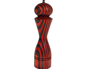 Red and Black Salt Mill, Colorful Wood Grinder, Handmade Ceramic Mechanism