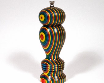 Hand Turned Confetti Haynes Pepper Mill, 8 inch, Wood Spice Grinder