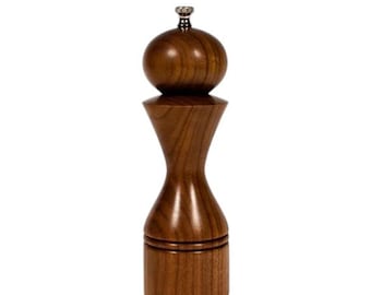 Hand Turned Walnut Salt Mill, Lady Form, 8 Inch