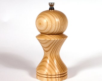 Handmade Ash Wood Salt Mill, Lady Dancer Design, 6 Inch