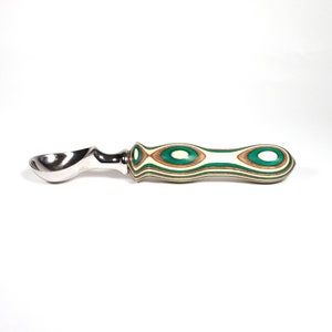 Ice Cream Scoop, Stainless Steel, Camo Color Laminated Wood, Removeable Wooden Handle, Frozen Yogurt Scoop, Housewarming Gift