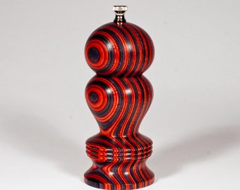 Pepper Mill, 6 Inch Red Black Haynes Pepper Grinder Peppermill