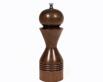 8 Inch Walnut Pepper Mill, Handmade Stainless Steel Grinder