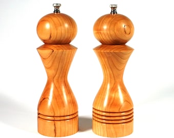 Salt and Pepper Mill Set, 8 Inch Cherry Morrison Set, Salt and Pepper Grinder, Peppermill, Spice Grinder, Saltmill