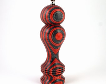 Pepper Mill, 8 Inch Red and Black Haynes Pepper Grinder, Peppermill, Salt and Pepper Mill, Spice Grinder, Christmas Present, Wedding Gift