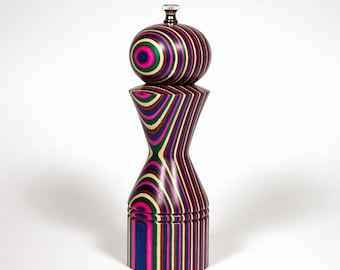 Laminated Birch Salt Mill, Colorful Wood Salt Grinder