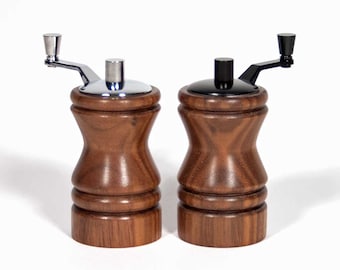 Walnut Ferris Mini-Grinder Set, Adjustable Salt and Pepper Mills