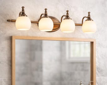 Modern Minimal Vanity Mirror Light with LED, Vintage Style Wall Fixture for Bathroom