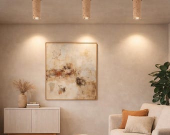 Cylindrical Natural Stone Pendant Light for Dining Room, Modern Hanging Ceiling Lamp