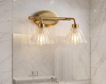 Vintage Bronze Glass Wall Lamp LED Bathroom Vanity Mirror Light Fixture