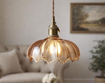 Vintage Rustic Farmhouse Pendant Light with Nostalgic Industrial Style, Warm Yellow Metal Finish