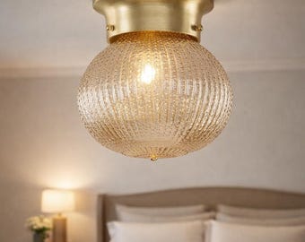 Modern Copper LED Ceiling Light Fixture for Kitchen Hallway Balcony Porch, Simple Flush Mount Ceiling Lamp