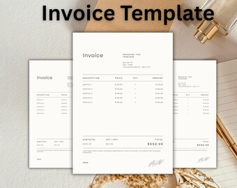 Modern Minimal Canva Invoice Template, Editable Order Form & Printable Receipt, Small Business Instant Download. A4 And US Size. 2 PDF File