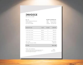 Minimal Invoice Template Canva Editable, Service Invoice, Architecture Invoice, Professional Billing Form, Small Business Invoice PDF,