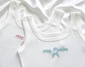 Embroidered Mrs. Tank Top, Bridal Shower Gift