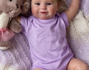 Poupée bébé fille Reborn de 20 pouces - Poupée nouveau-né en vinyle et silicone sur tout le corps, petite fille réaliste et réaliste, poupée nouveau-né en vinyle