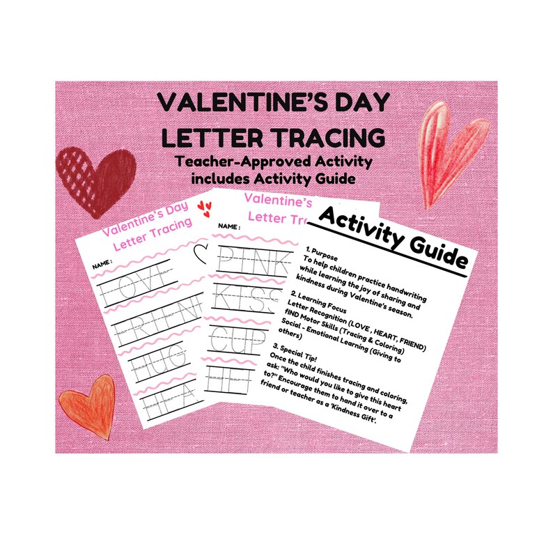 Valentine's Day Letter Tracing Worksheet, Kindness Activity (PDF ...
