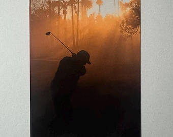 Golf Art Card - Sunrise Golfer Silhouette - Gift for Golfer