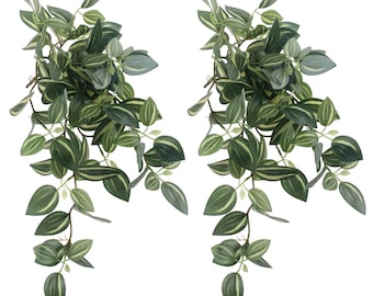2 Pcs Artificial Hanging Ivy Plant, 18 Inch Faux Greenery Pothos Home Decor