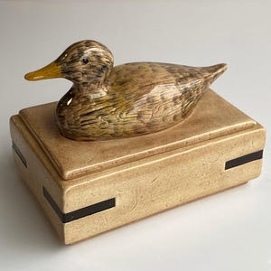 Vintage Duck Trinket Box – Ceramic Keepsake Box – 1980s Country Farmhouse Decor