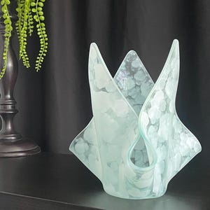 Abstract Art Glass Sculpture Vase, Modern Frosted Glass Decor, Sculptural Statement Piece, Minimalist Contemporary Home Accent