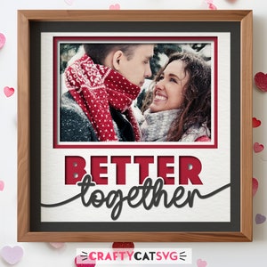 File SVG Shadow Box di San Valentino per progetti Cricut, regalo di nozze fai da te per coppia, annuncio di fidanzamento SVG con foto a strati