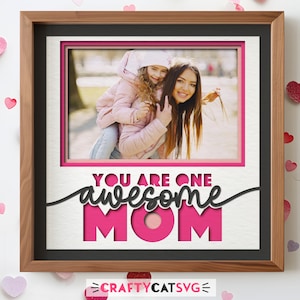 Moederdag 3D-schaduwdoos SVG-bestanden voor Cricut-projecten, gelaagd papier SVG-cadeau voor moeder, fotolijst gepersonaliseerd moedercadeau van kind