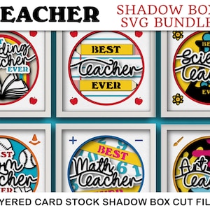 Lehrer Shadow Box SVG Bundle-Dateien für Cricut und Silhouette Craft Projekte Handmade Lehrer Geschenke Masse 3d SVG Schichtpapier Kunst Dateien