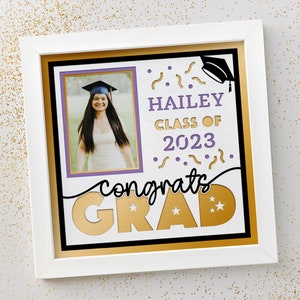 Anpassbare Graduierung Schatten Box SVG-Datei für Cricut-Projekte oder Scrapbooking, Graduierung Foto Display Party Decor, Geschenk für bestandenen Abschluss